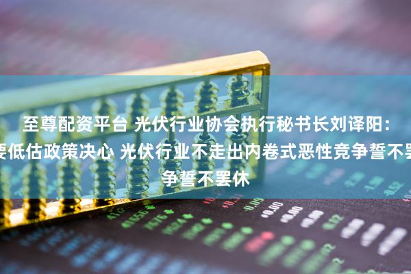 至尊配资平台 光伏行业协会执行秘书长刘译阳：不要低估政策决心 光伏行业不走出内卷式恶性竞争誓不罢休